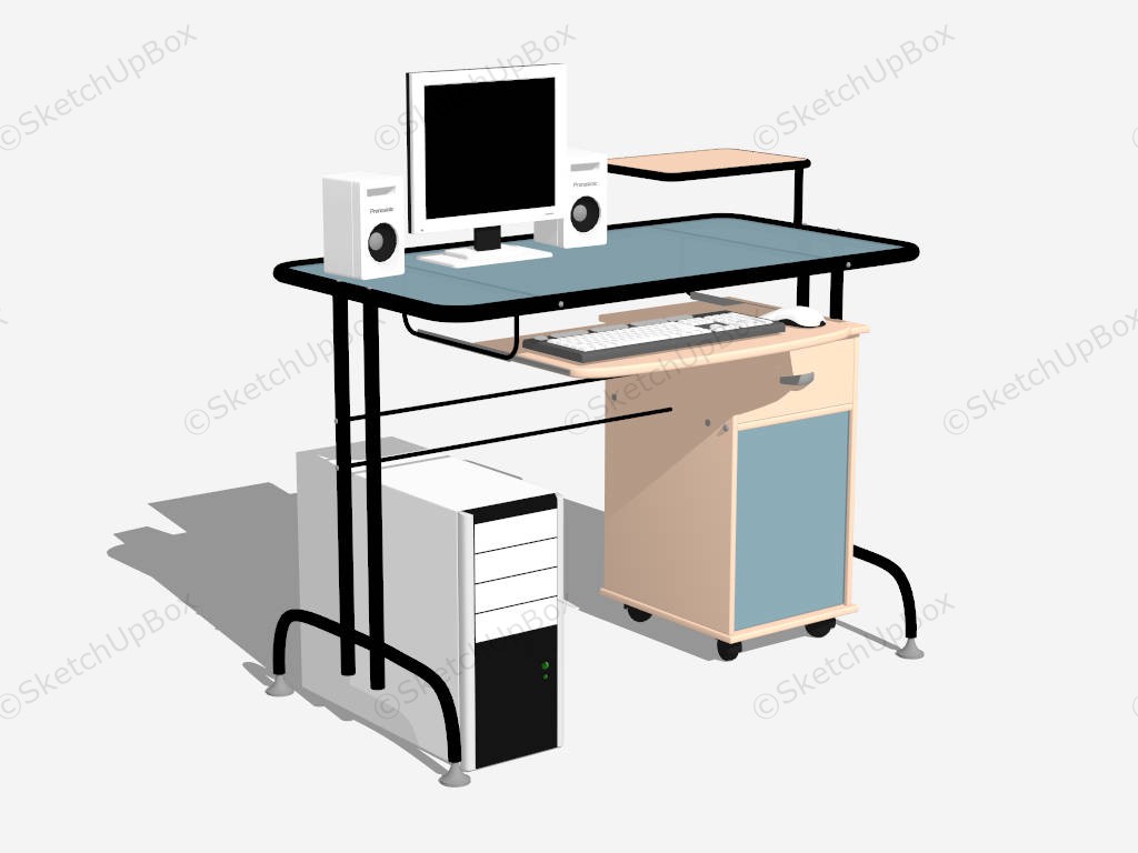 Small Metal Computer Desk sketchup model preview - SketchupBox
