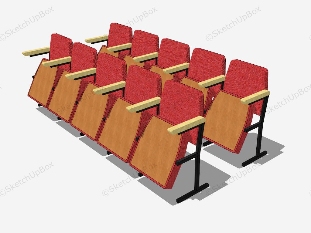 Red Fabric Movie Theater Seat sketchup model preview - SketchupBox