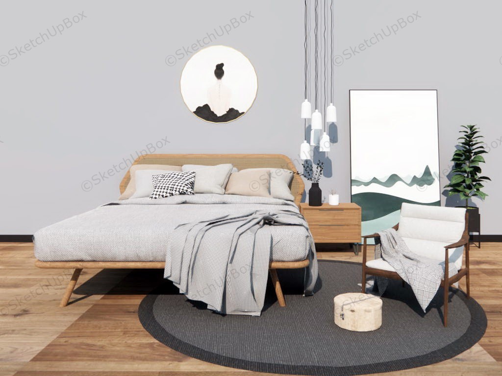 Elegant Wood Bedroom Idea sketchup model preview - SketchupBox
