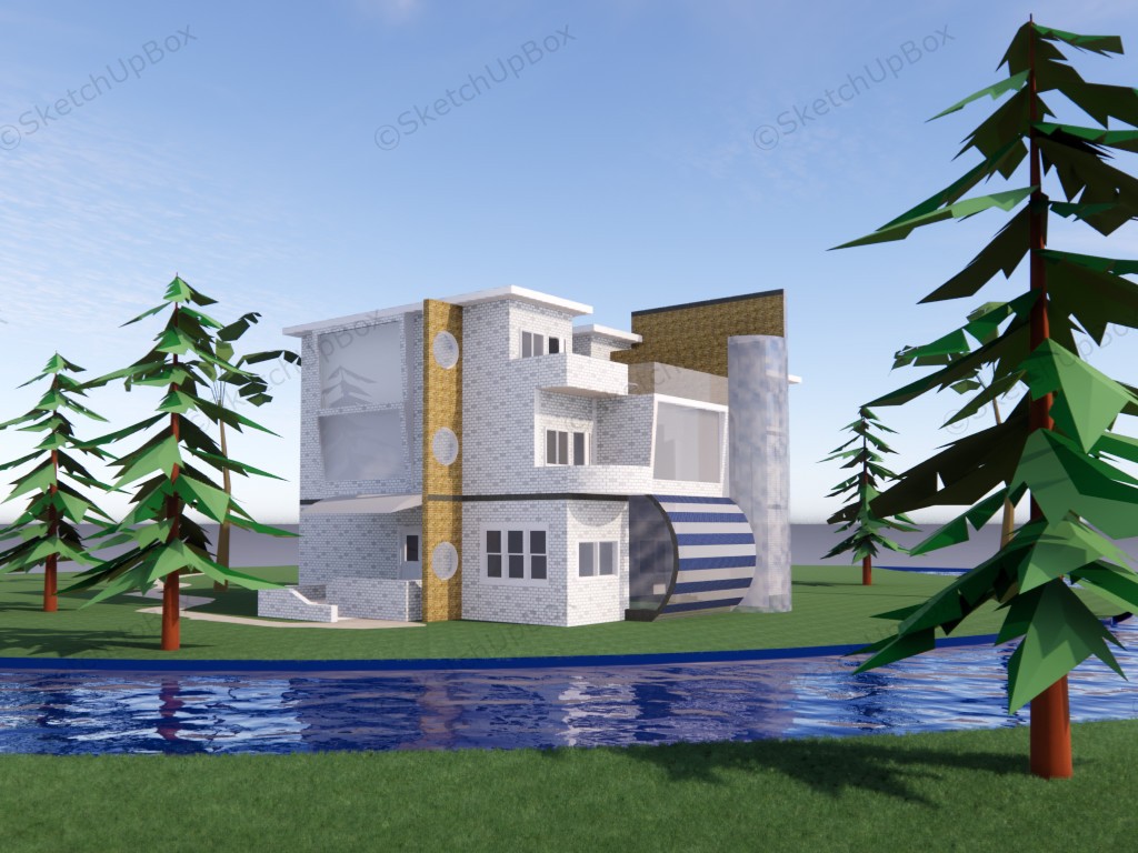 Riverside House sketchup model preview - SketchupBox