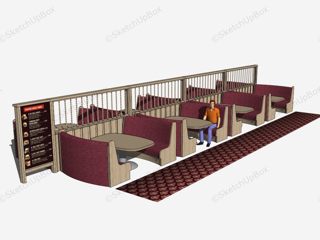 Restaurant Booths And Banquettes sketchup model preview - SketchupBox