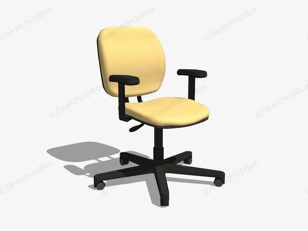 Cream Office Chair With Arms sketchup model preview - SketchupBox
