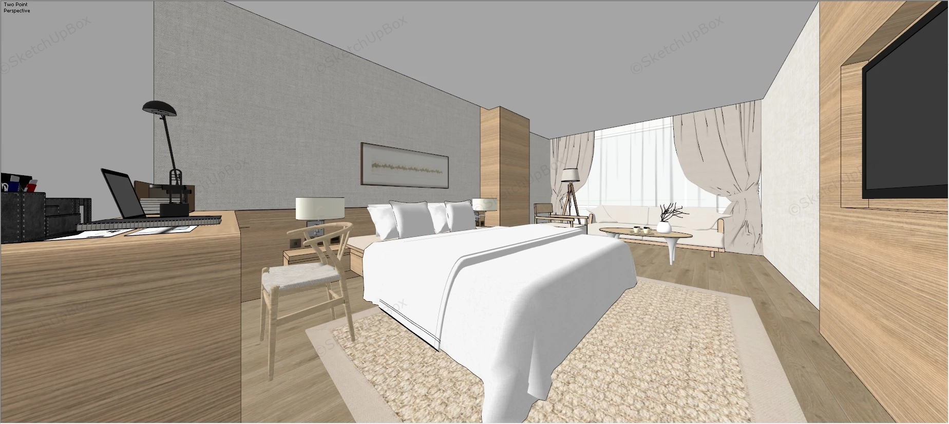 Business Hotel Room Interior Design sketchup model preview - SketchupBox