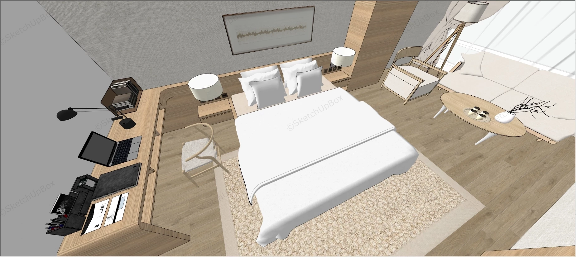 Business Hotel Room Interior Design sketchup model preview - SketchupBox