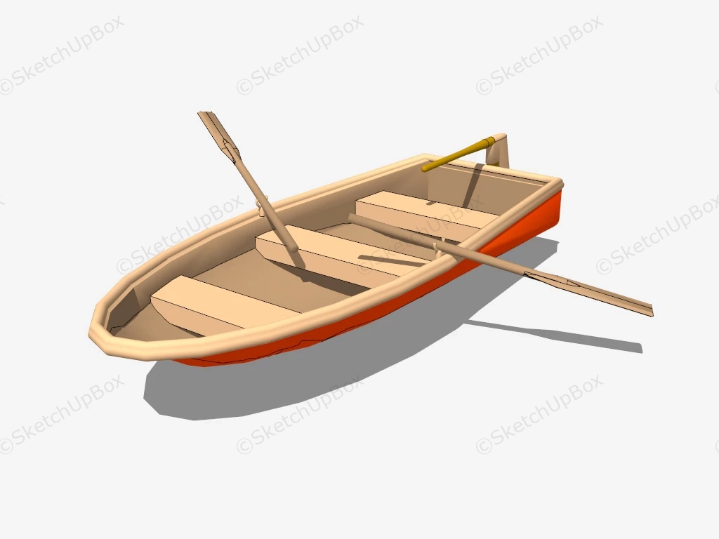 Wooden Rowboat sketchup model preview - SketchupBox