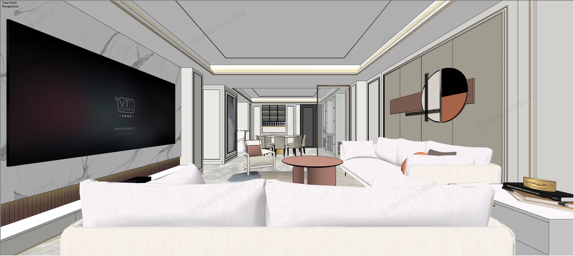 2 Bedroom Apartment Interior Design sketchup model preview - SketchupBox