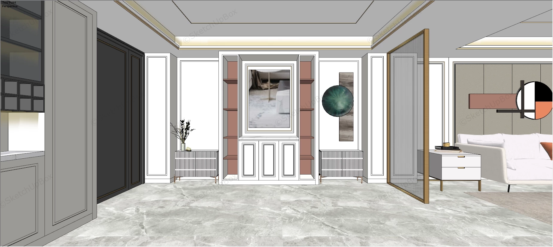 2 Bedroom Apartment Interior Design sketchup model preview - SketchupBox