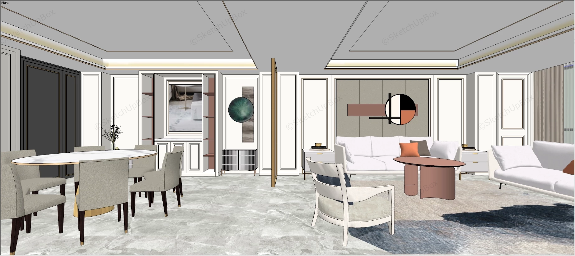 2 Bedroom Apartment Interior Design sketchup model preview - SketchupBox