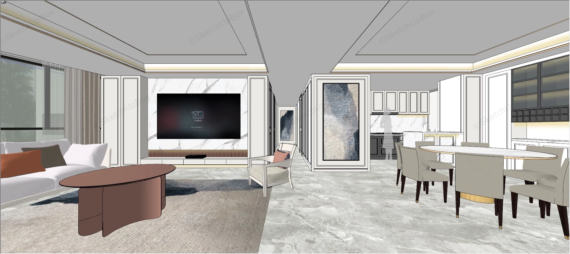 2 Bedroom Apartment Interior Design sketchup model preview - SketchupBox