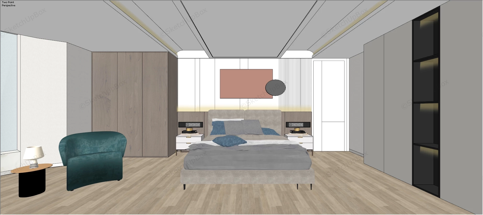 2 Bedroom Apartment Interior Design sketchup model preview - SketchupBox