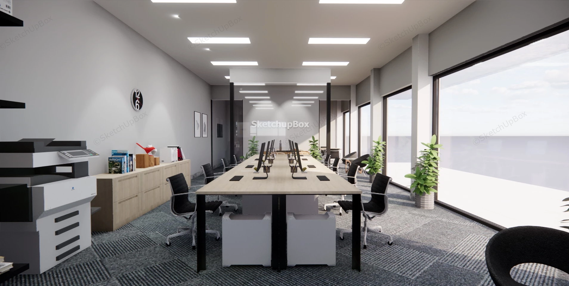 Modern Office Space Design sketchup model preview - SketchupBox