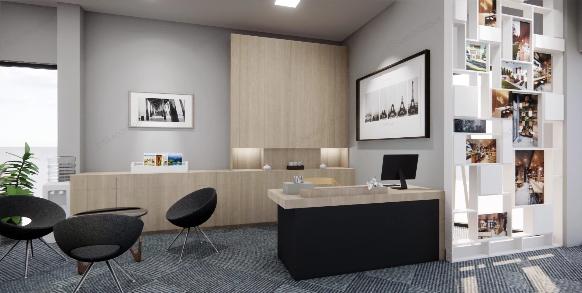 Modern Office Space Design sketchup model preview - SketchupBox
