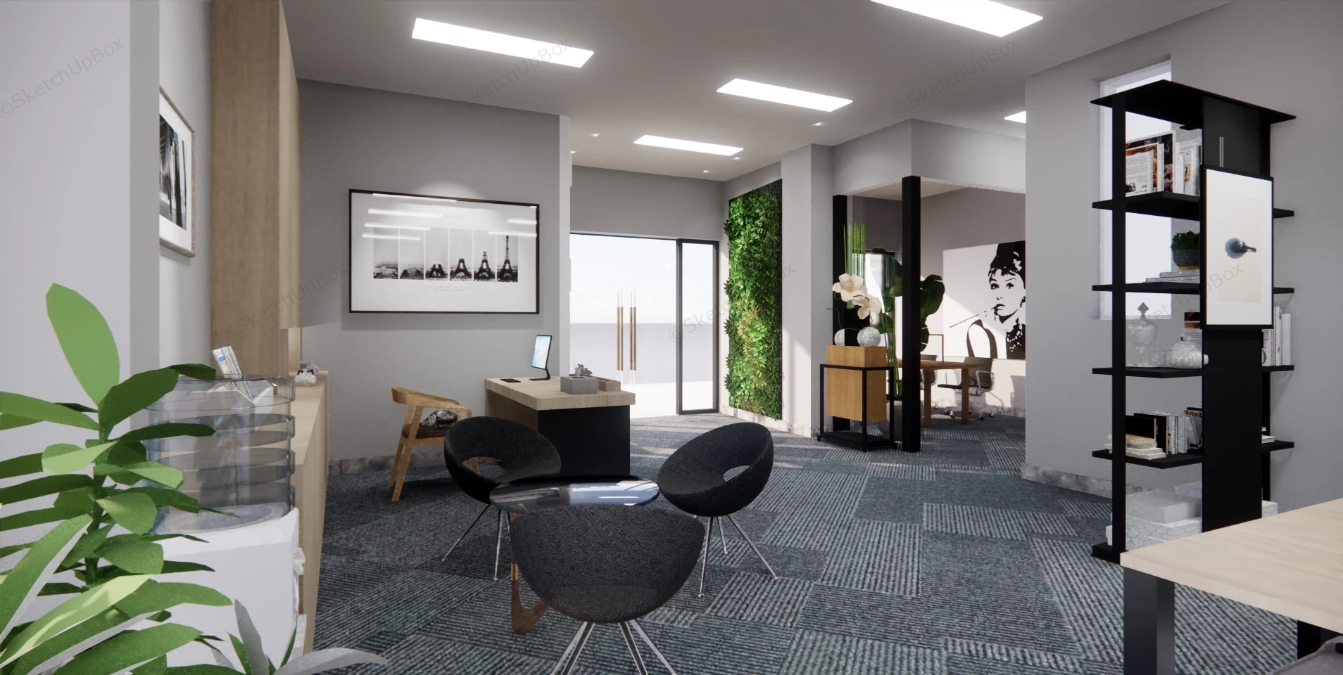 Modern Office Space Design sketchup model preview - SketchupBox