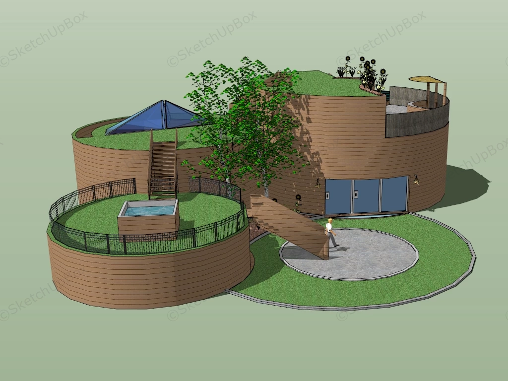 Curved Deck Design sketchup model preview - SketchupBox