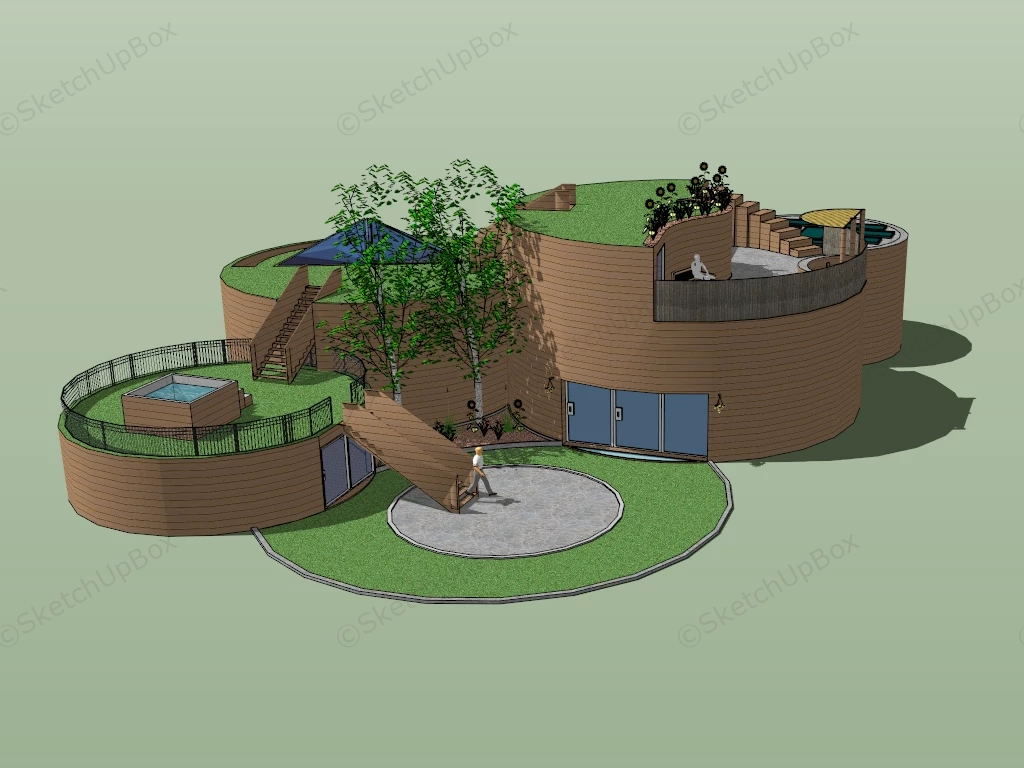 Curved Deck Design sketchup model preview - SketchupBox