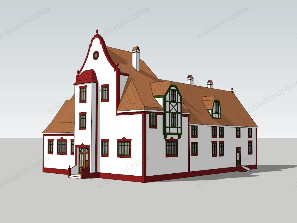 Vintage Mansion House sketchup model preview - SketchupBox