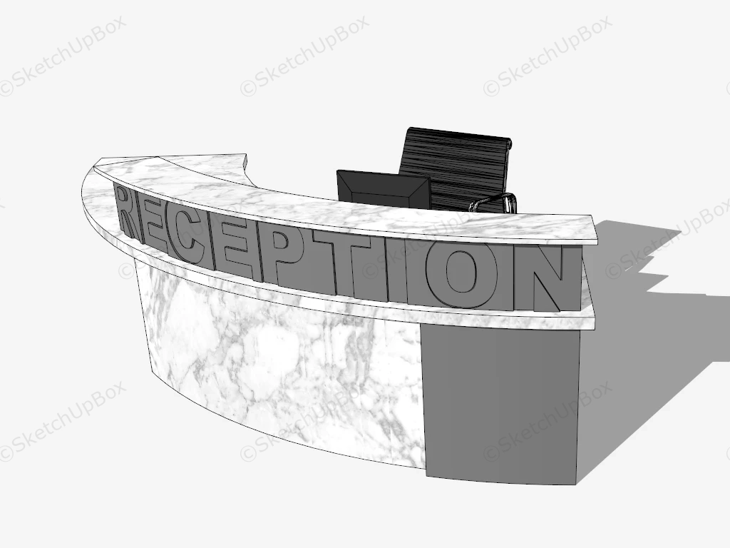 White Marble Counter Reception Desk sketchup model preview - SketchupBox