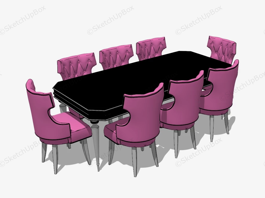Purple And Black Dining Room Set sketchup model preview - SketchupBox