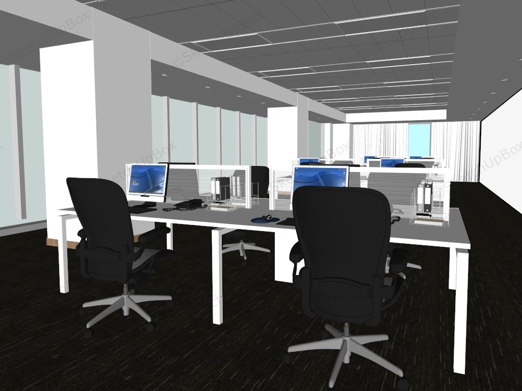 Modern Workspace Design sketchup model preview - SketchupBox