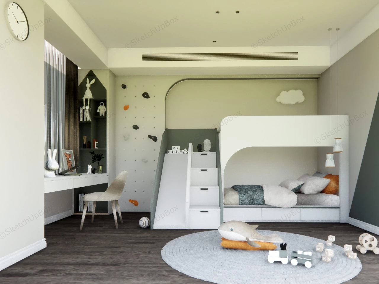 Bunk Bed Toddler Room Idea sketchup model preview - SketchupBox