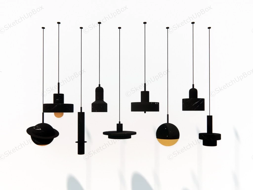 Black Iron Pendant Lights sketchup model preview - SketchupBox