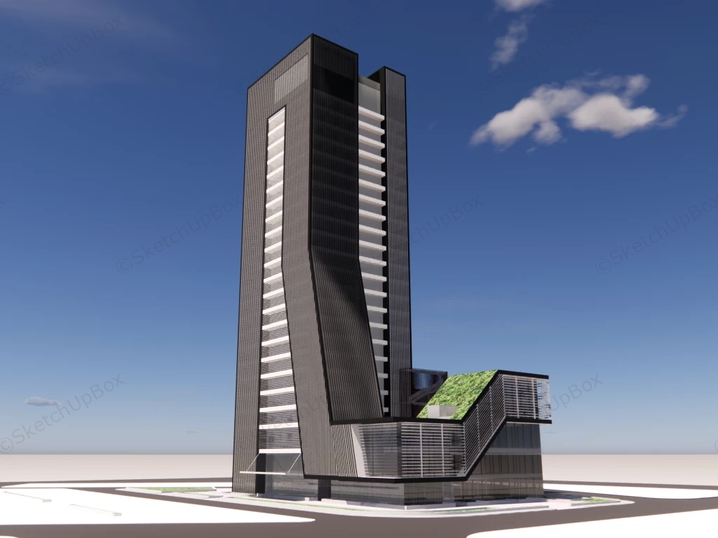 Modern Office Block sketchup model preview - SketchupBox
