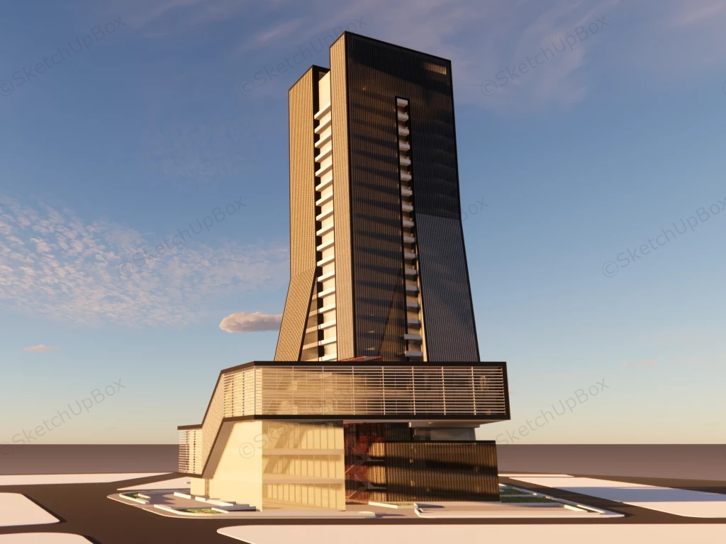 Modern Office Block sketchup model preview - SketchupBox