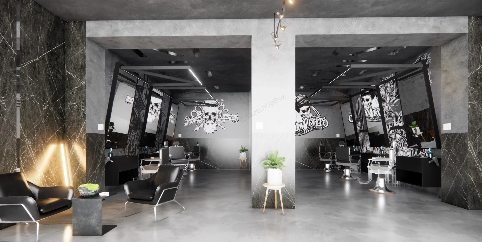 Cool Hair Salon Design sketchup model preview - SketchupBox