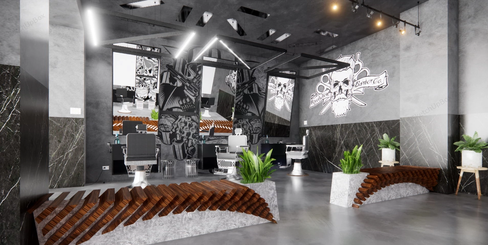 Cool Hair Salon Design sketchup model preview - SketchupBox