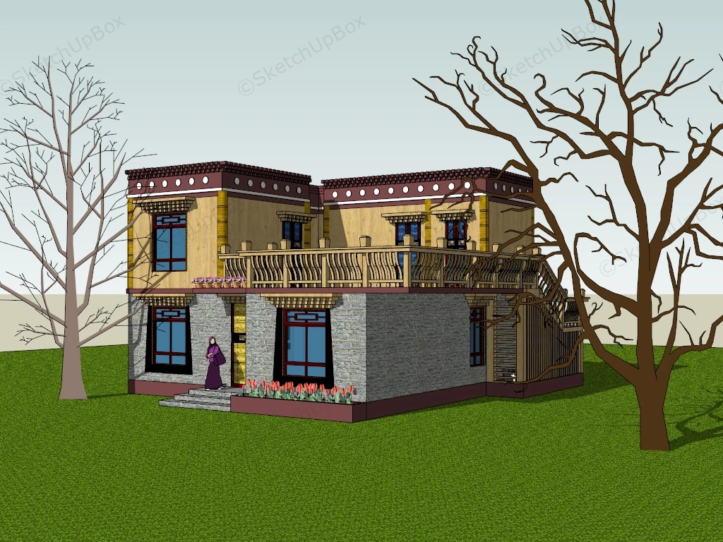 Tibetan Stone House sketchup model preview - SketchupBox
