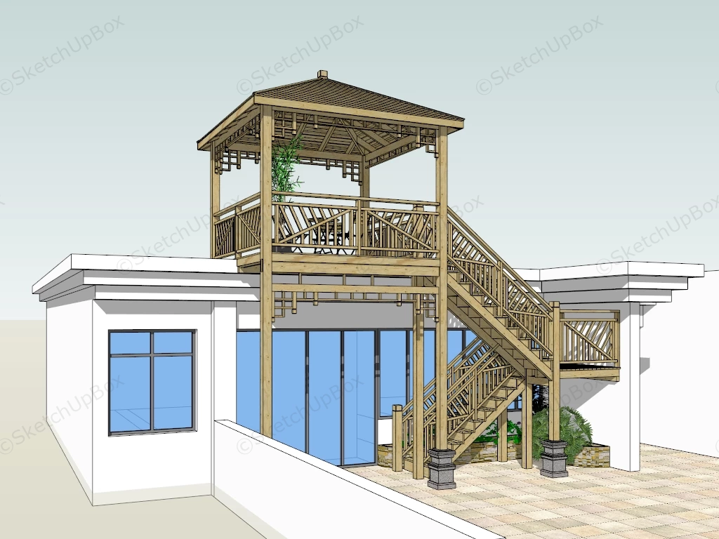 House With Rooftop Terrace sketchup model preview - SketchupBox