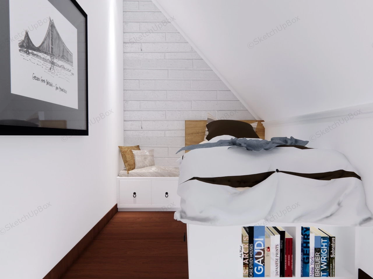 Small Home Office With Bed Idea sketchup model preview - SketchupBox