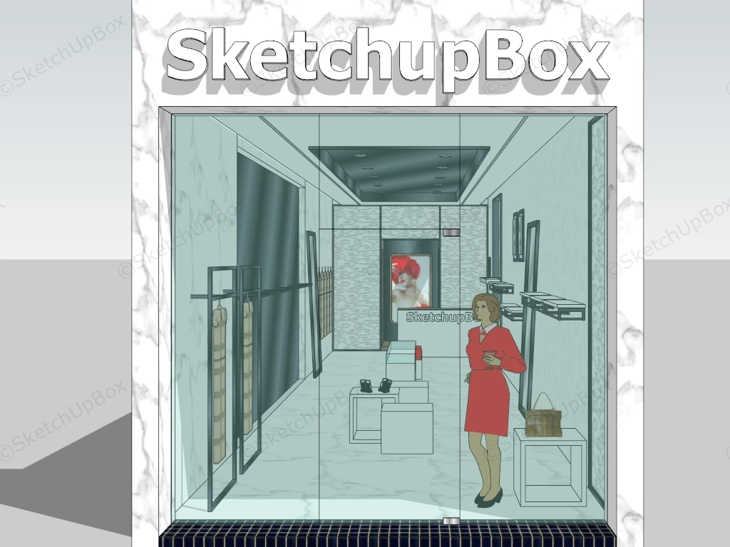 Small Clothing Store Interior Design sketchup model preview - SketchupBox