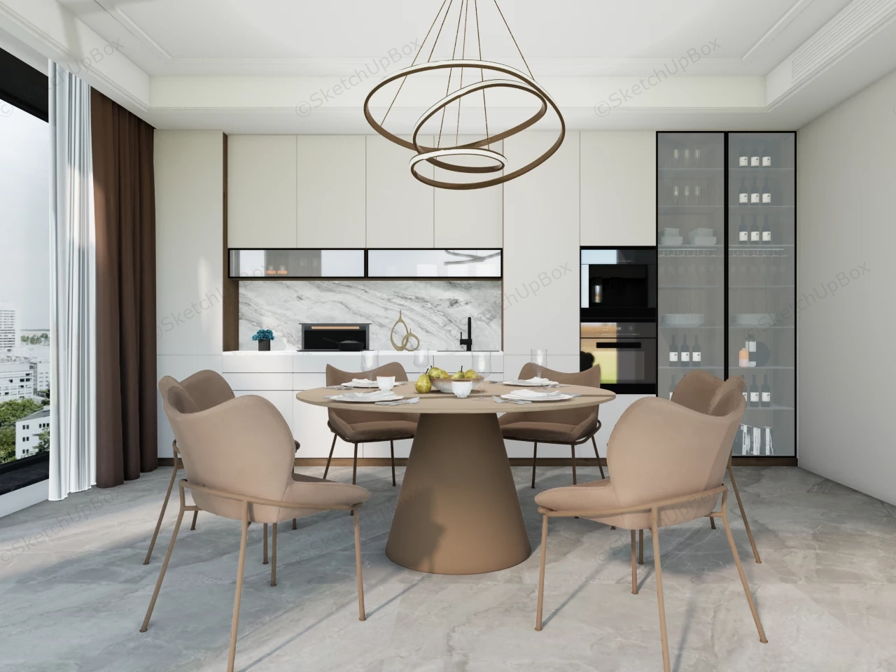 Kitchen And Dining Room Combo sketchup model preview - SketchupBox