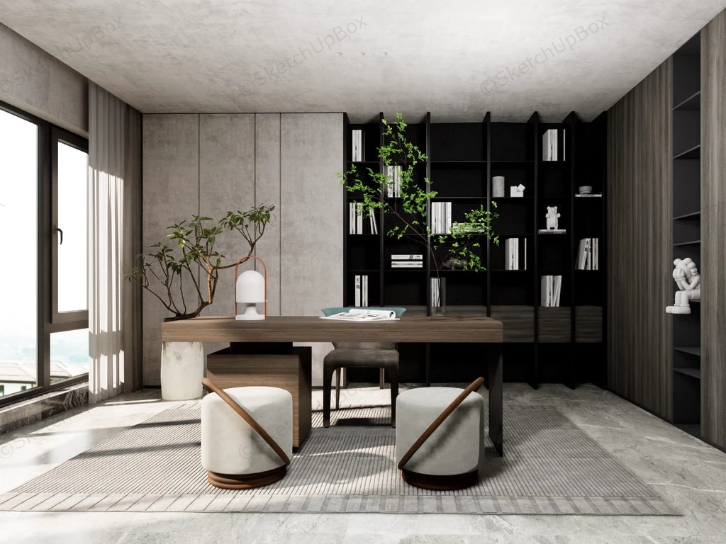 Asian Home Office Design sketchup model preview - SketchupBox