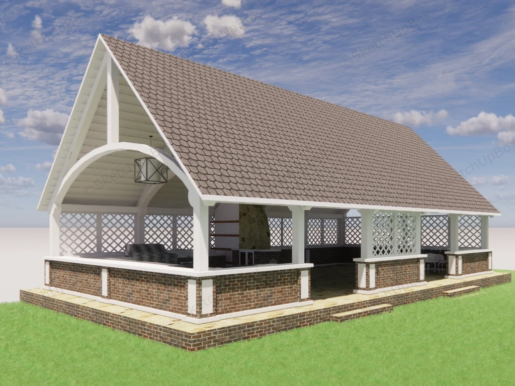 Traditional Outdoor Brick Kitchen sketchup model preview - SketchupBox