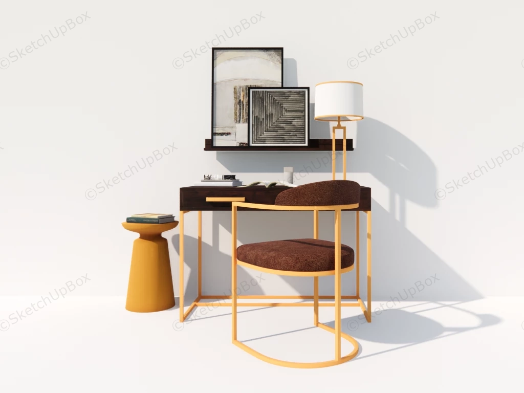 Mid Century Home Office Desk sketchup model preview - SketchupBox
