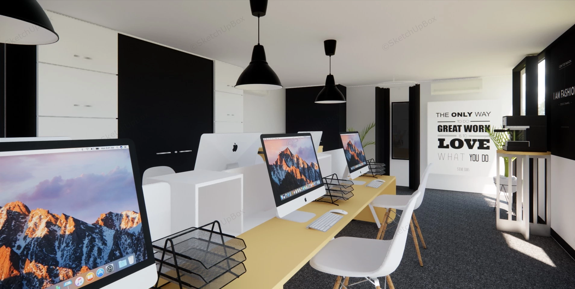 Modern Studio Office Design sketchup model preview - SketchupBox