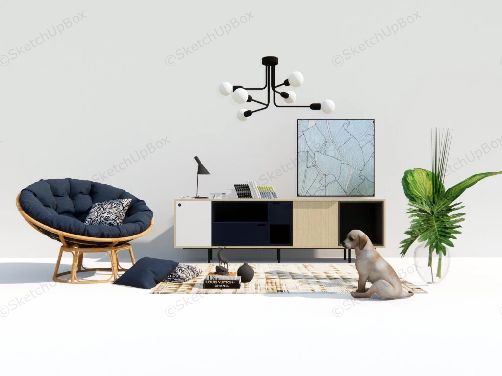 Living Room Sideboard Decor Idea sketchup model preview - SketchupBox