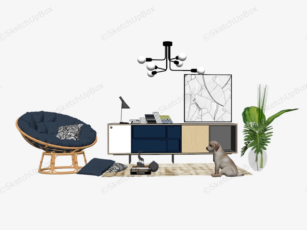 Living Room Sideboard Decor Idea sketchup model preview - SketchupBox