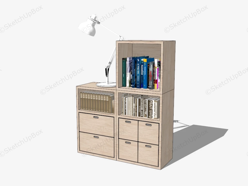 Bookcase With Drawers sketchup model preview - SketchupBox