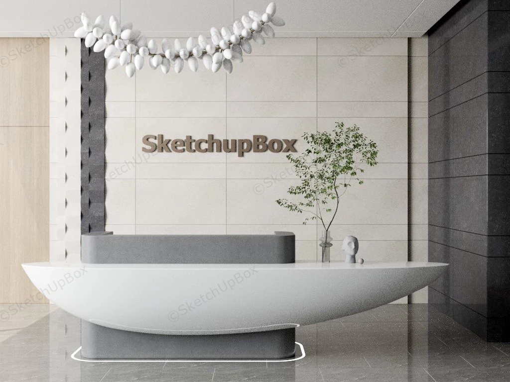 Unique Hotel Reception Counter sketchup model preview - SketchupBox