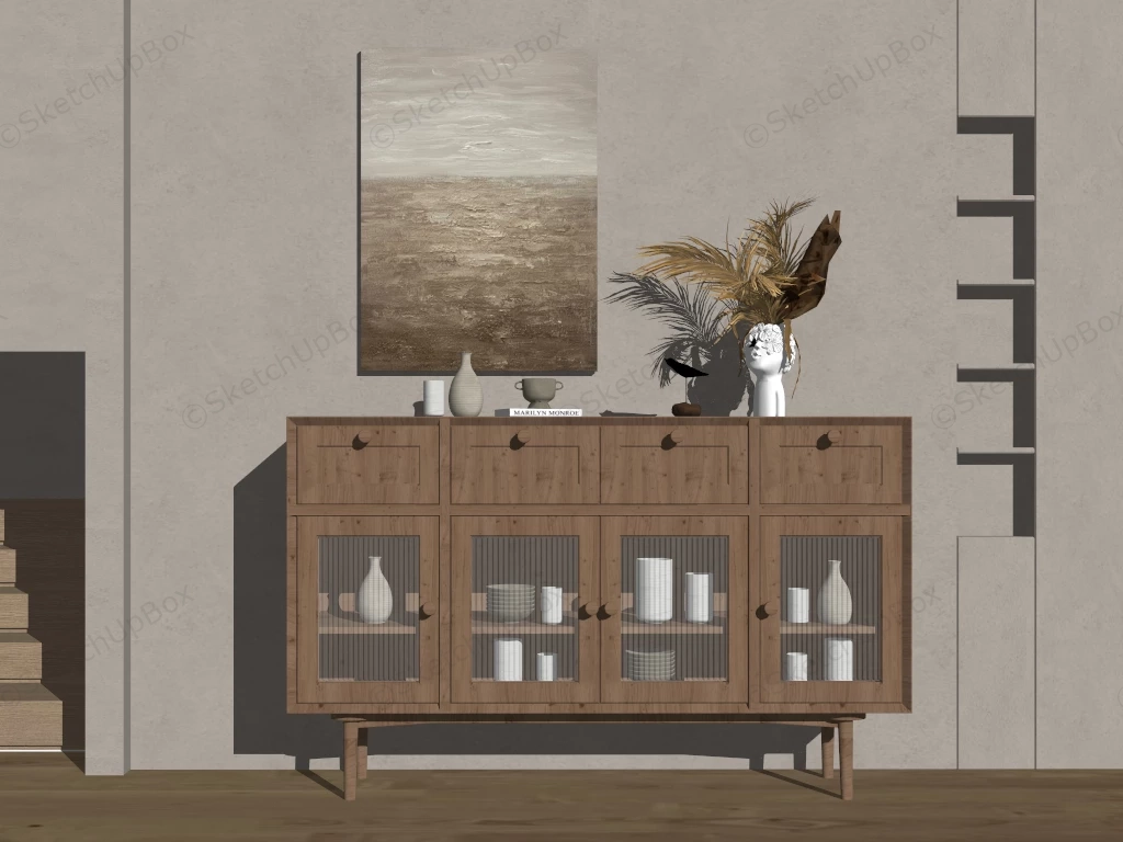 Wood Sideboard Buffet Cabinet sketchup model preview - SketchupBox