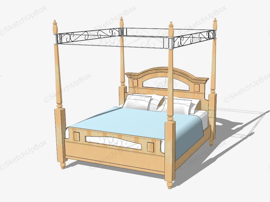 Classic Four Poster Bed sketchup model preview - SketchupBox