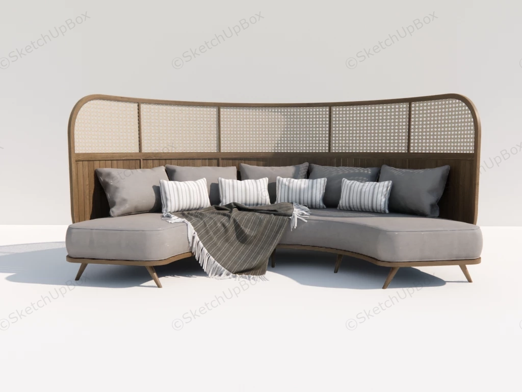 Curved Rattan Sofa sketchup model preview - SketchupBox