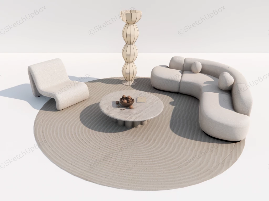 Modern Zen Living Room Furniture sketchup model preview - SketchupBox