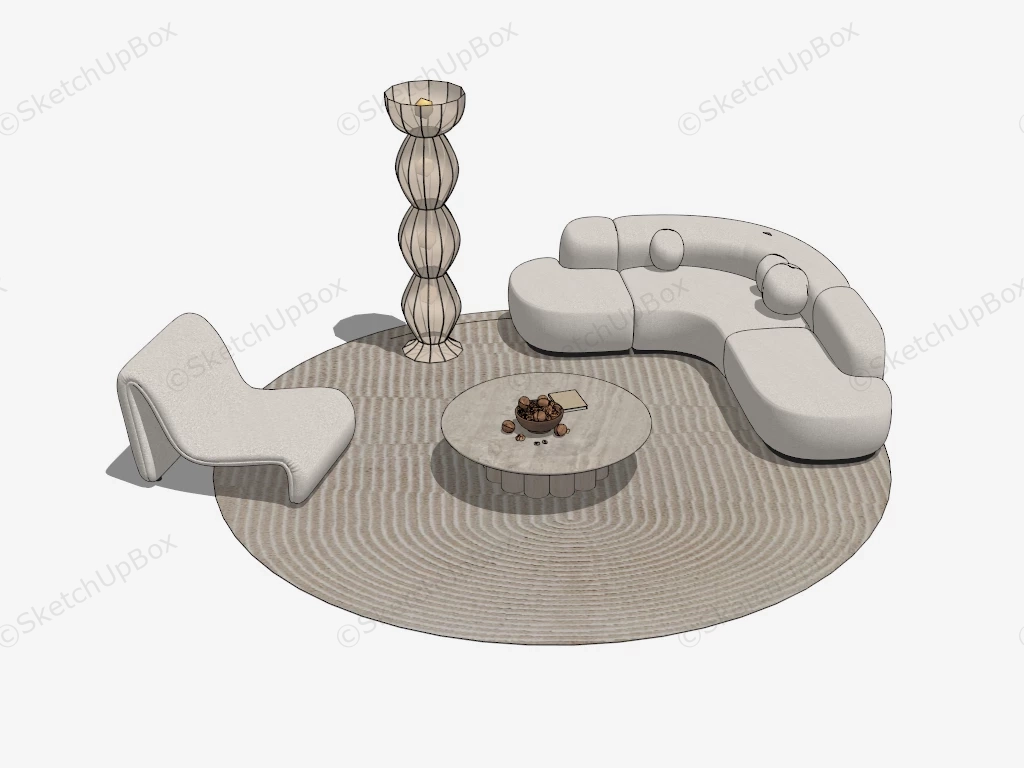 Modern Zen Living Room Furniture sketchup model preview - SketchupBox
