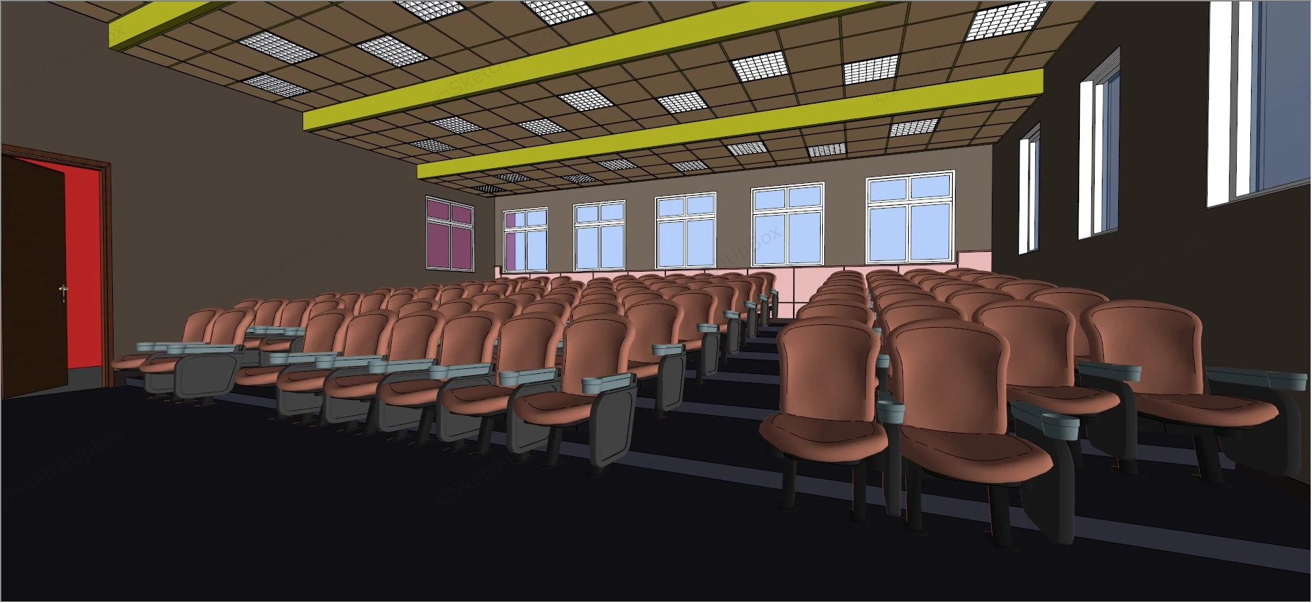 Lecture Theatre Design sketchup model preview - SketchupBox