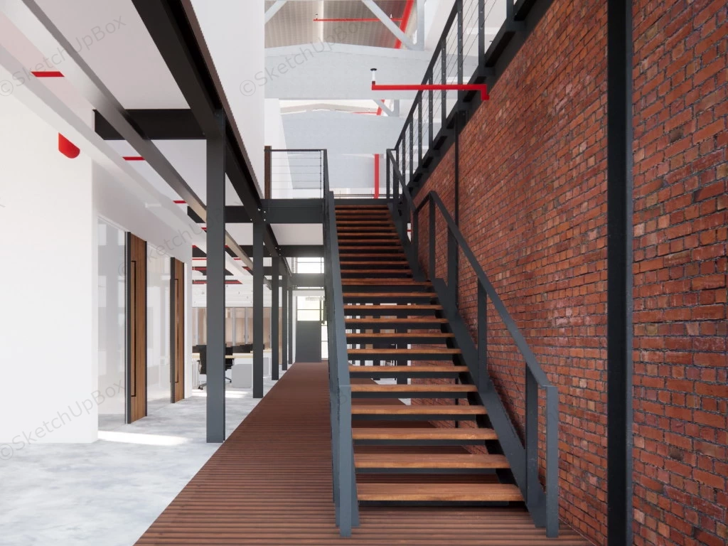 Industrial Style Office Design sketchup model preview - SketchupBox