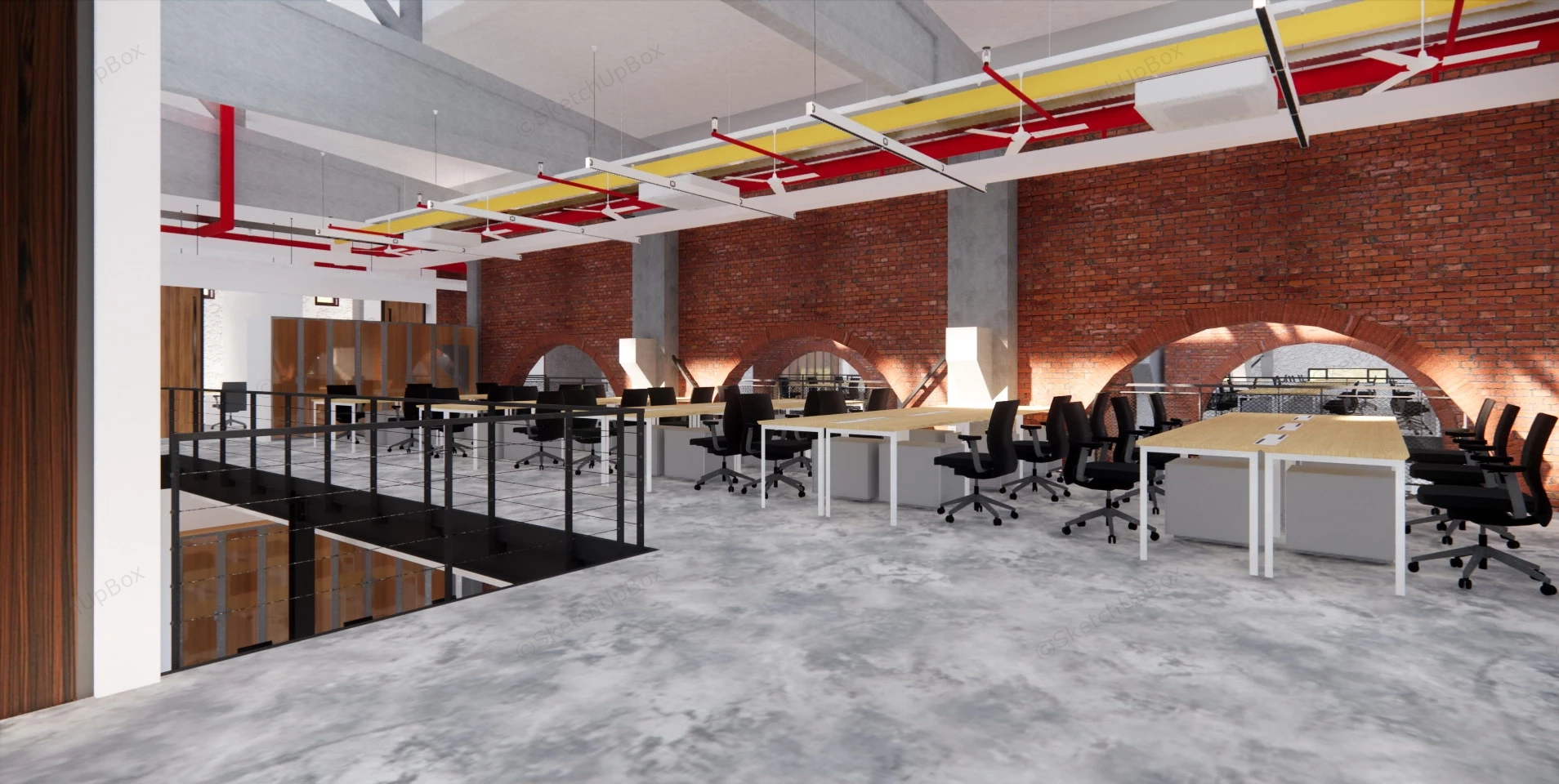 Industrial Style Office Design sketchup model preview - SketchupBox
